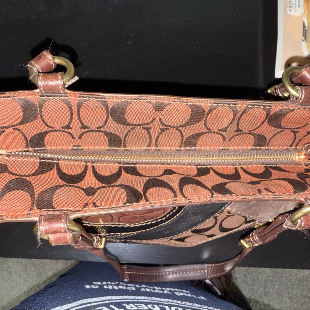 Coach Brown Metallic Patchwork Shoulder Tote - image 6